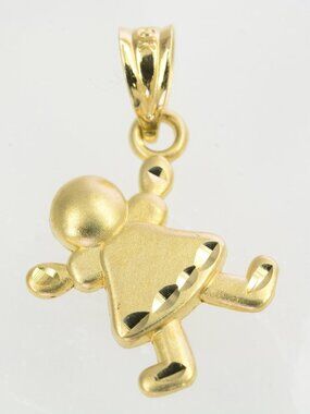 10k Diamond Cut Girl Pendant